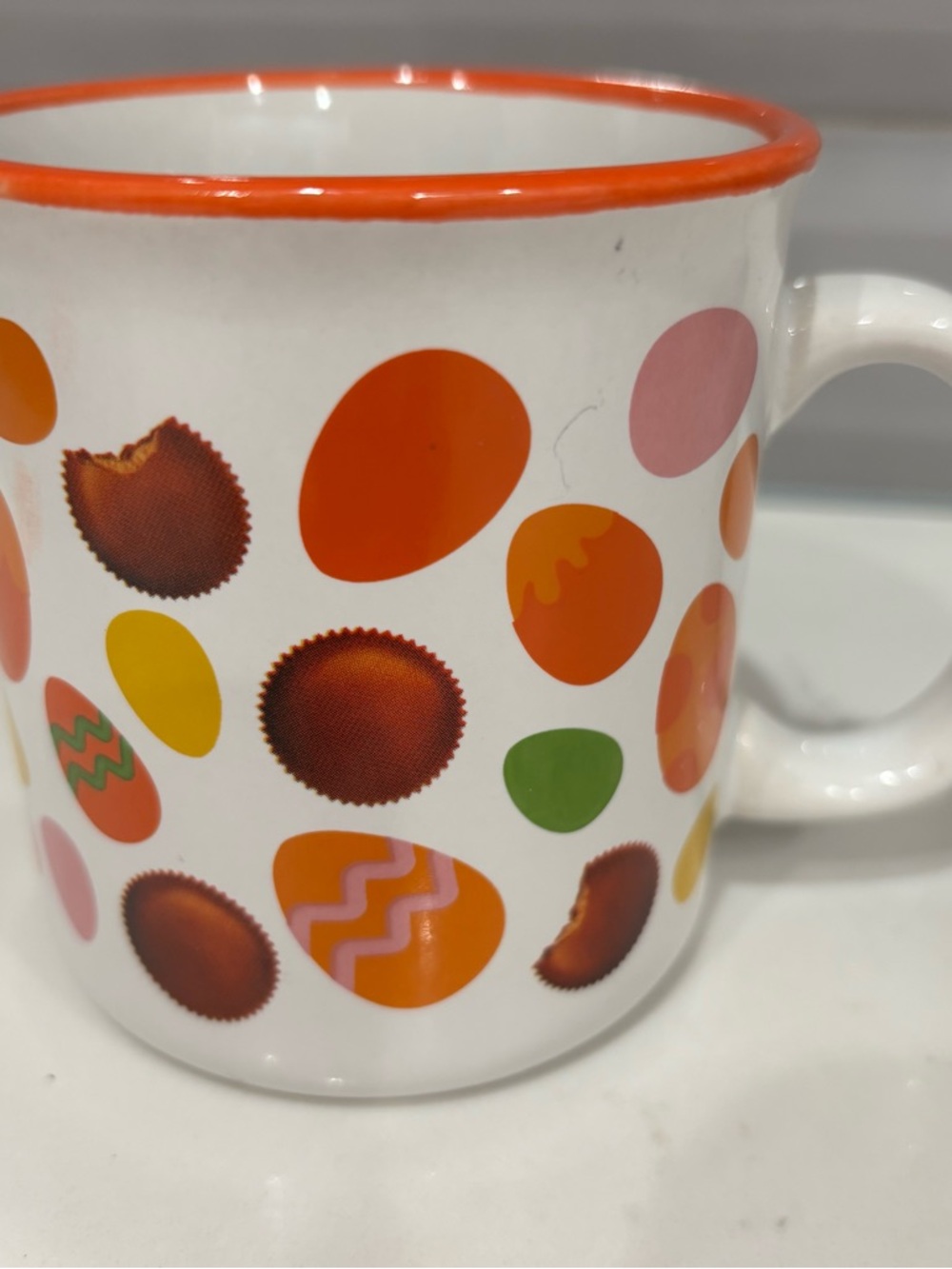 Galeria’s Reese’s Pieces 12oz Coffee Mug Hershey Candy Easter Eggs Colorful